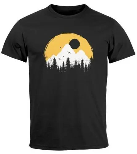 Herren T-Shirt Outdoor Print Natural Badge Logo Wandern Fashion Streetstyle