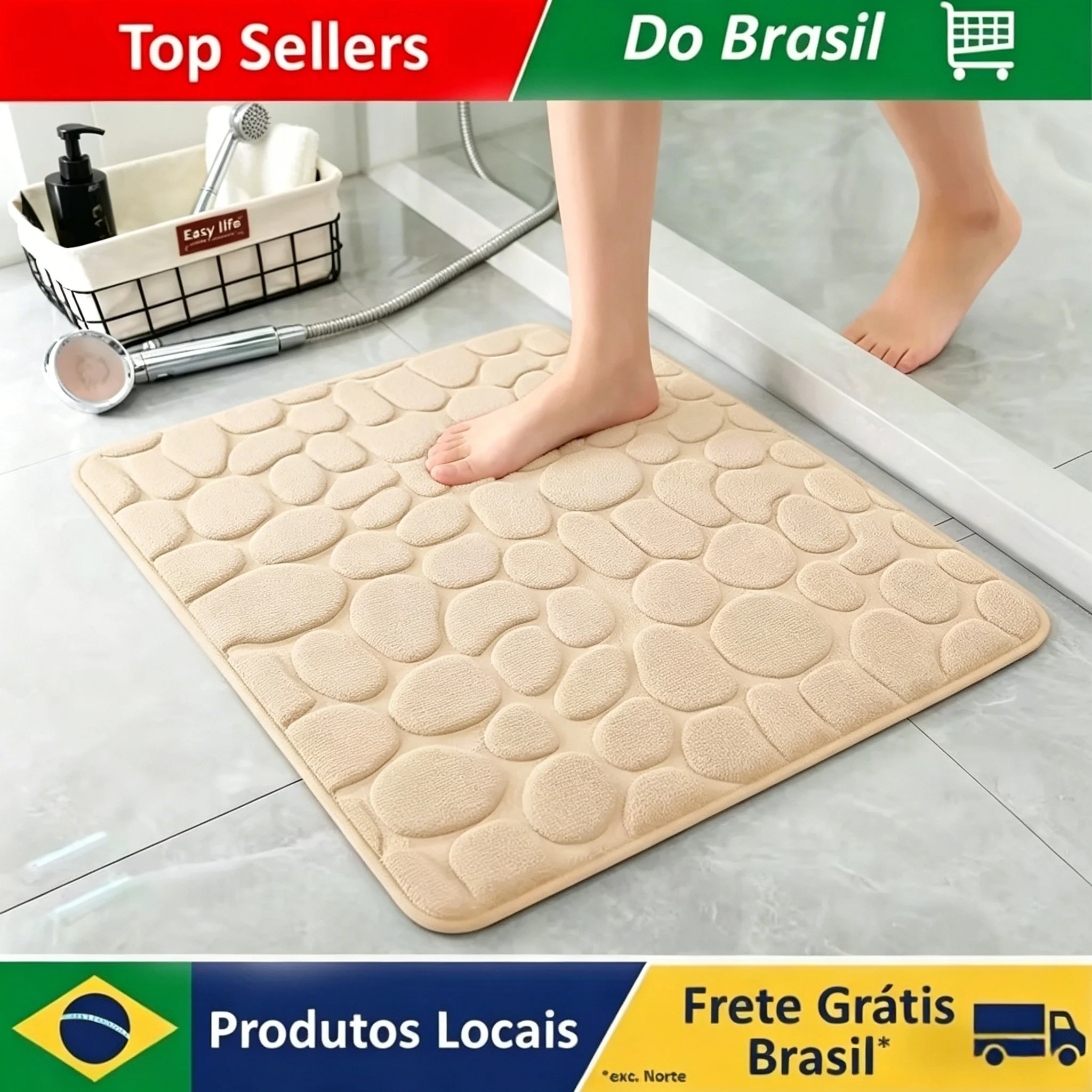 1PC Embossed Fiber Carpet Anti-Slip Mat for Bathroom And Living Room Pebble Floor Mat Household Item