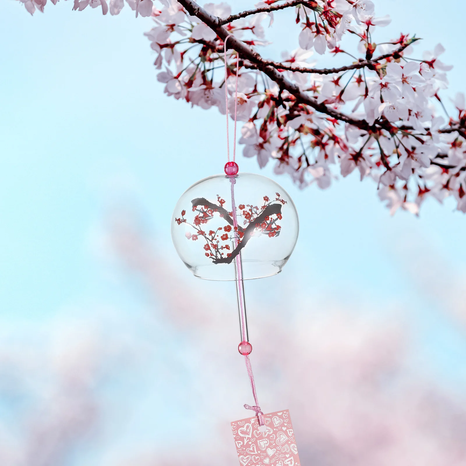 

1Pcs Japanese Wind Chime Glass Hanging Chime Bright Flower Design Indoor Outdoor Home Garden Decoration Soothing Sound