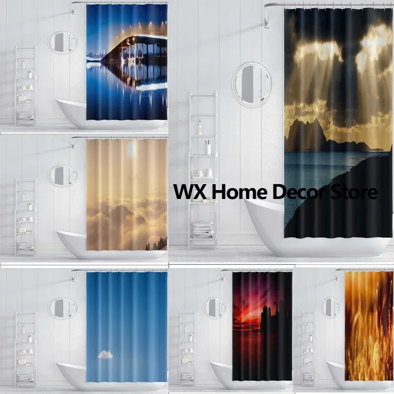 

Colorful Sunset Scenery Printed Shower Curtain with High Quality Material