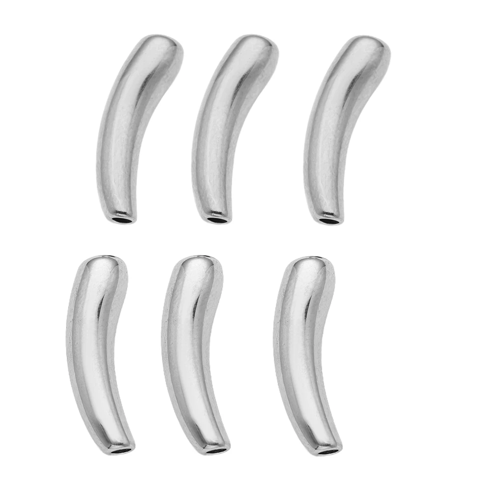 2 قطعة الفولاذ المقاوم للصدأ الباذنجان منحني المعكرونة سحر أنبوب فضفاض الخرز فاصل موصل ل سوار ذاتي الصنع صنع المجوهرات الحرفية العرض