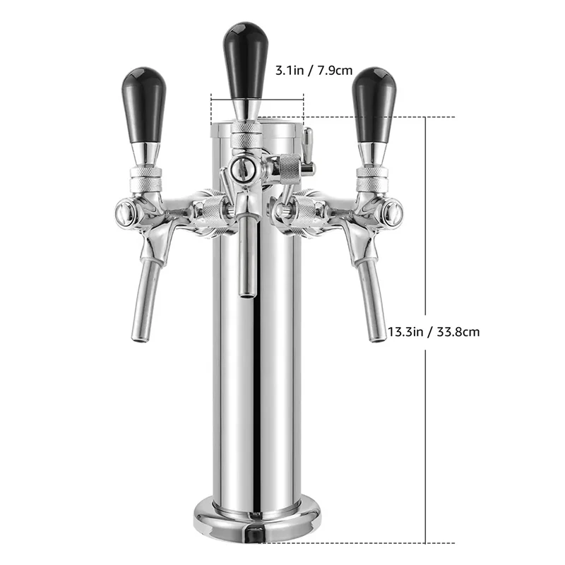 Triple Tap Draft Beer Tower Stainless Steel 3\