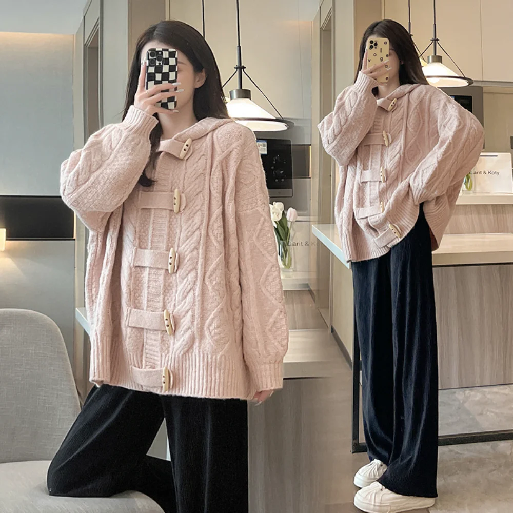 Maternity Cardigan Sweater Coat 2023 New Autumn Winter Clothes For Pregnant Women Korean fashion Pregnancy photoshoot Jackets