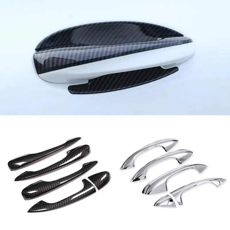 

For Mercedes Benz C E GLC Class W205 W213 X253 2017 2018 Car Carbon Texture Exterior Door Handle Pull / Door Bowl Cover Trim