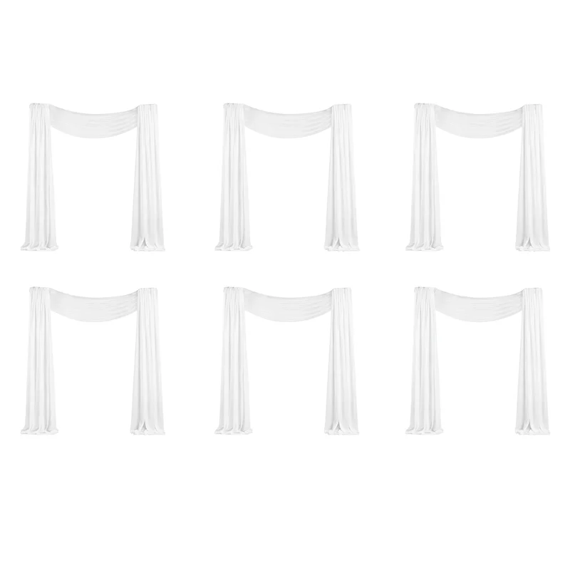 

BA-6X Wedding Arch Draping Fabric 1 Panel 29.5Inch X 19.6Ft White Sheer Chiffon Curtain Drapes For Wedding Ceremony