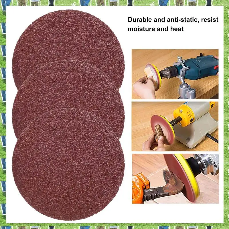 

FTS 50 Pcs 2 Inch Sanding Disc 60-180 Grit Hook And Loop For Sander Machine With 1 Pc 2 Inch Drill Shank Backing Pad