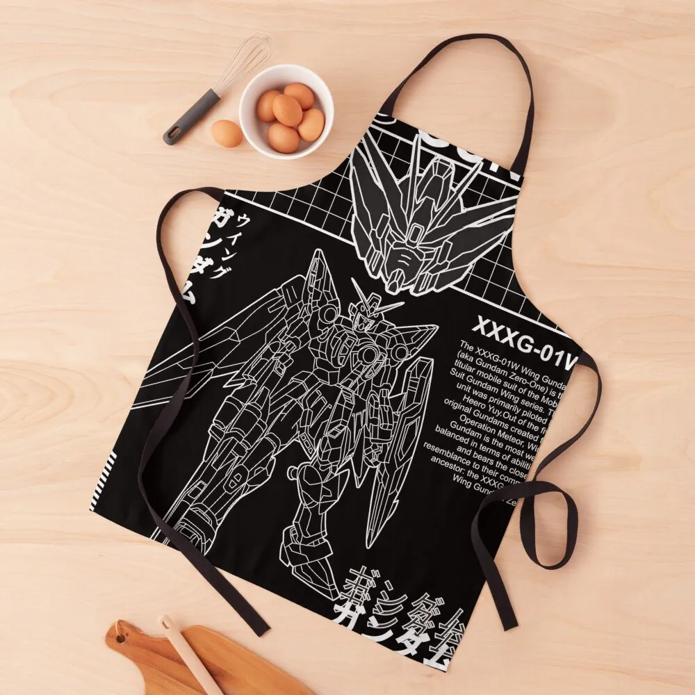 

WING GUNDAM XXXG-01W BLACK WHITE STREETWEAR Apron For Hairdresser Chef Uniform Woman Women's Home Clothes Apron