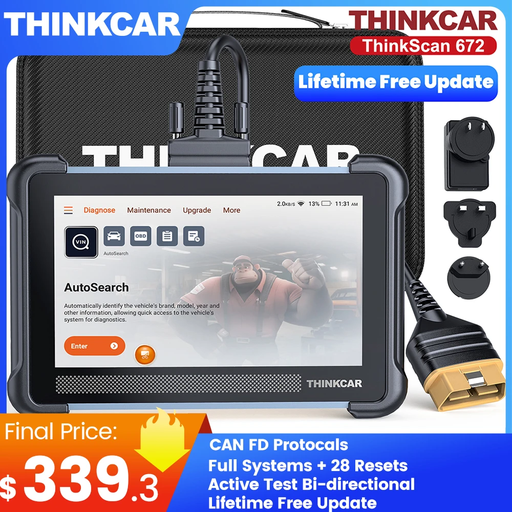 

THINKSCAN 672 OBD2 Diagnostic Tool Bi-directional Control OE-level Full System Diagnosis 28 Resets CAN FD obd2 Scan Tool Free