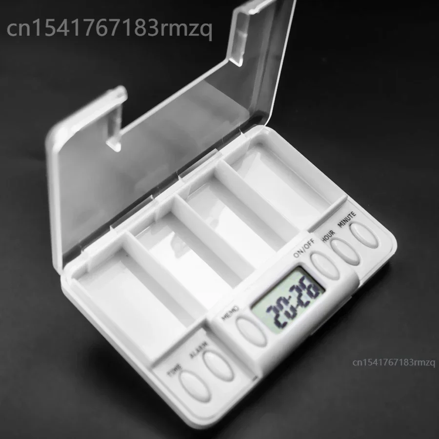 4 Grid Pill Box Medicine Storage Box Electronic Timing Reminder Medicine Boxes Alarm Timer Pills Organizer Pill Drug Container