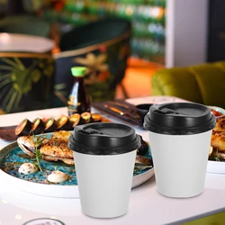 50pcs Disposable Coffee Cups European Style Simplicity Paper Cup With Lid Insulation Takeaway Double-Layer(8/12oz, 280/350ml)