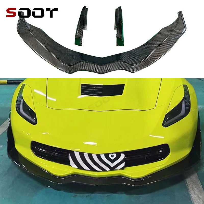 

For Chevy corvette C7 Z06 2014-2019 Carbon Fiber Front lip Car Front Bumper Diverter Spoiler Diffuser chin Car Auto Parts