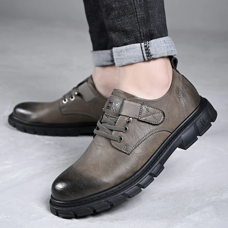 

Business Platform Shoes Men Casual Shoes High Quality Sneakers Luxury Brand Men Shoes Outdoor Genuine Leather Non-slip Men Shoes