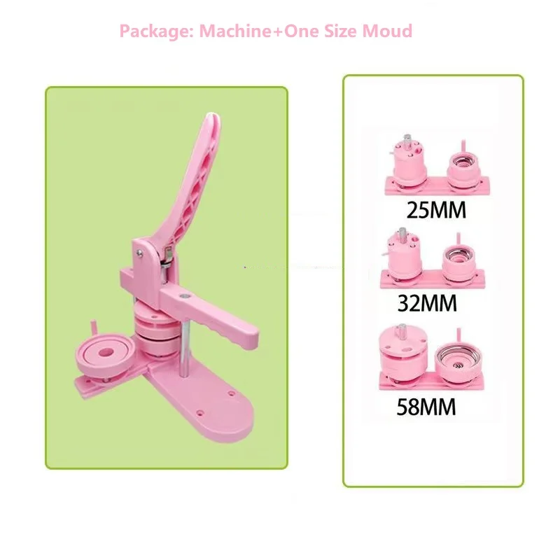 

DC108 Pink button badge making machine with mould button badge maker 25mm 32mm 58mm