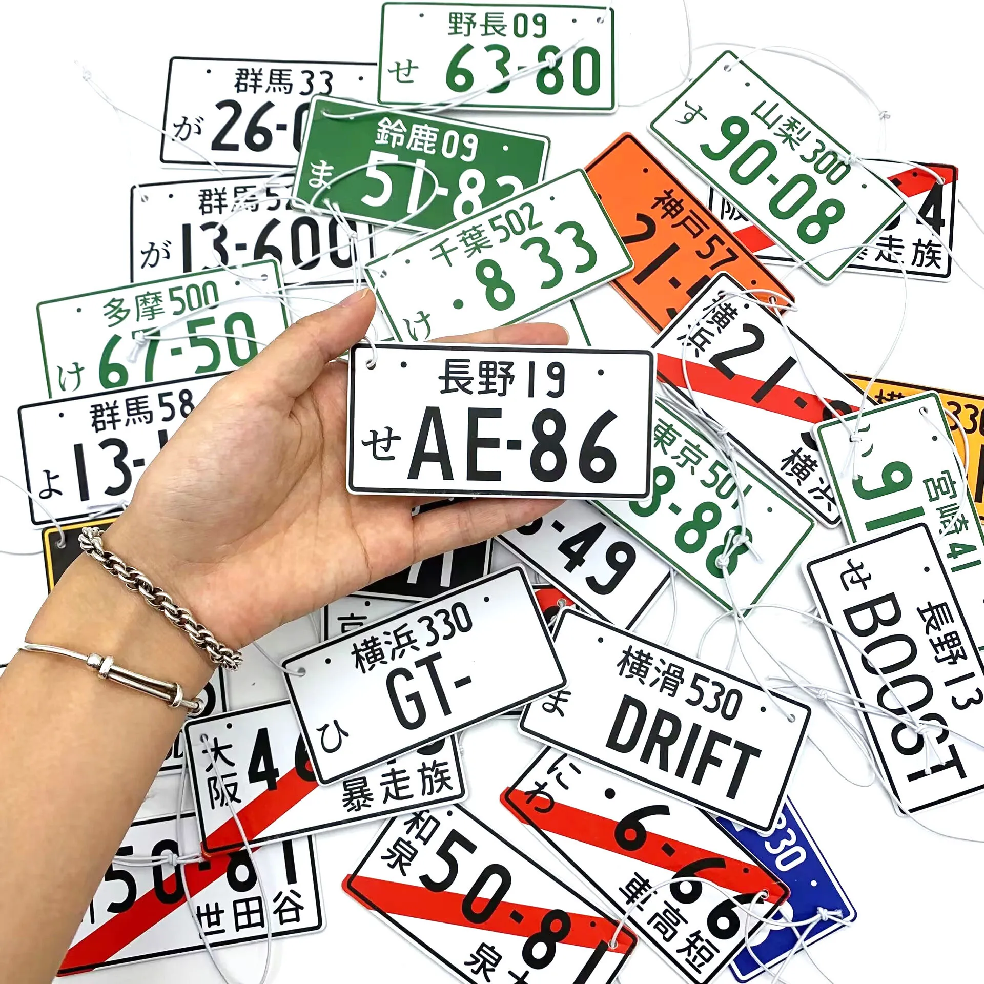 Newest JDM Car Air Freshener Perfume Rearview Mirror Pendant Ornament Hanging Modification License Plates Car Accessories
