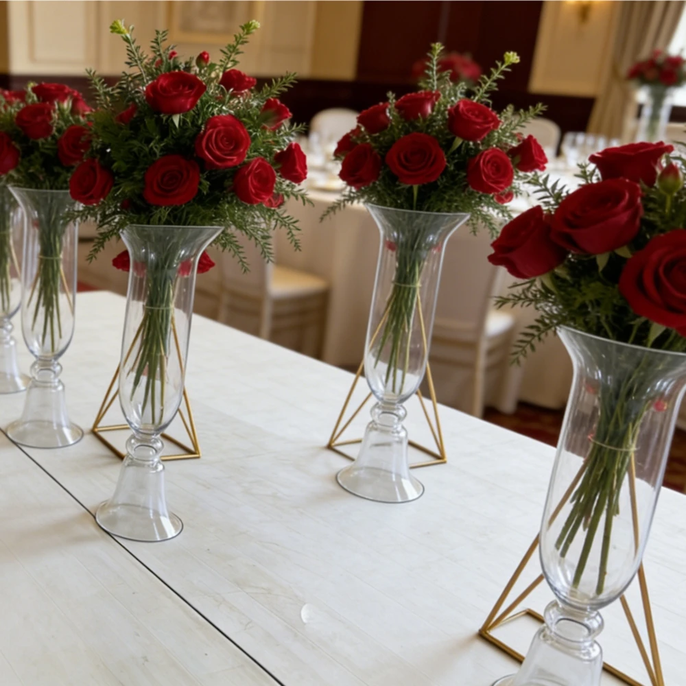 4pcs 80cm Clear glass Candlestick , Hurricane Glass Candle Sticks Holders for Table Centerpiece Wedding Party Dining Event Decor