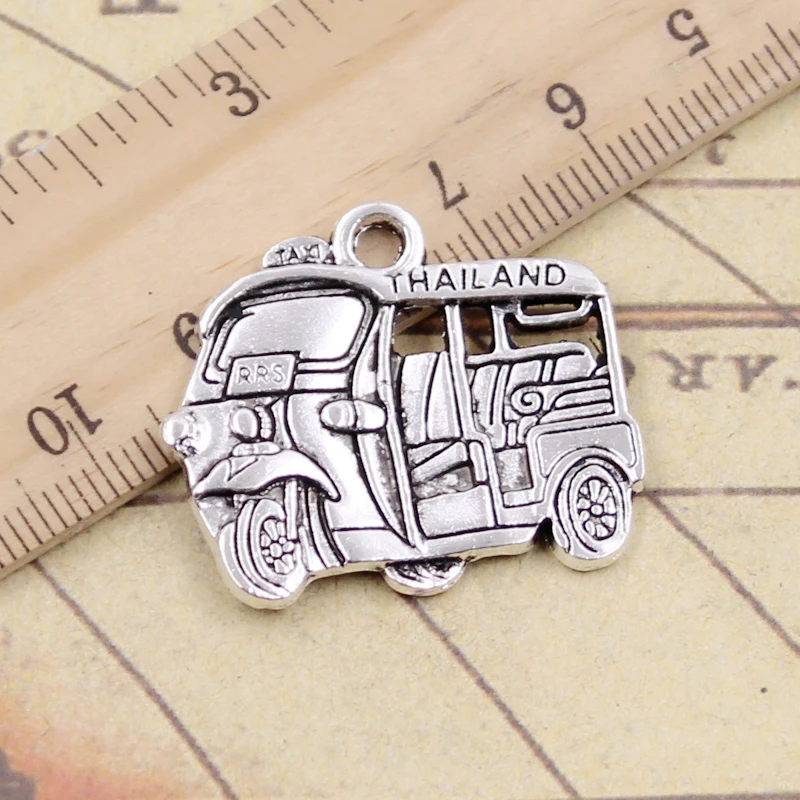 5pcs Charms Thailand Travel Taxi Journey Car Bus 27x33mm Tibetan Silver Color Pendants Antique Jewelry Making DIY Handmade Craft