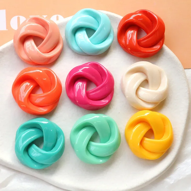 5pcsins small fresh candy color twist shaped circle diy resin accessories earrings hairpins material material wholesale