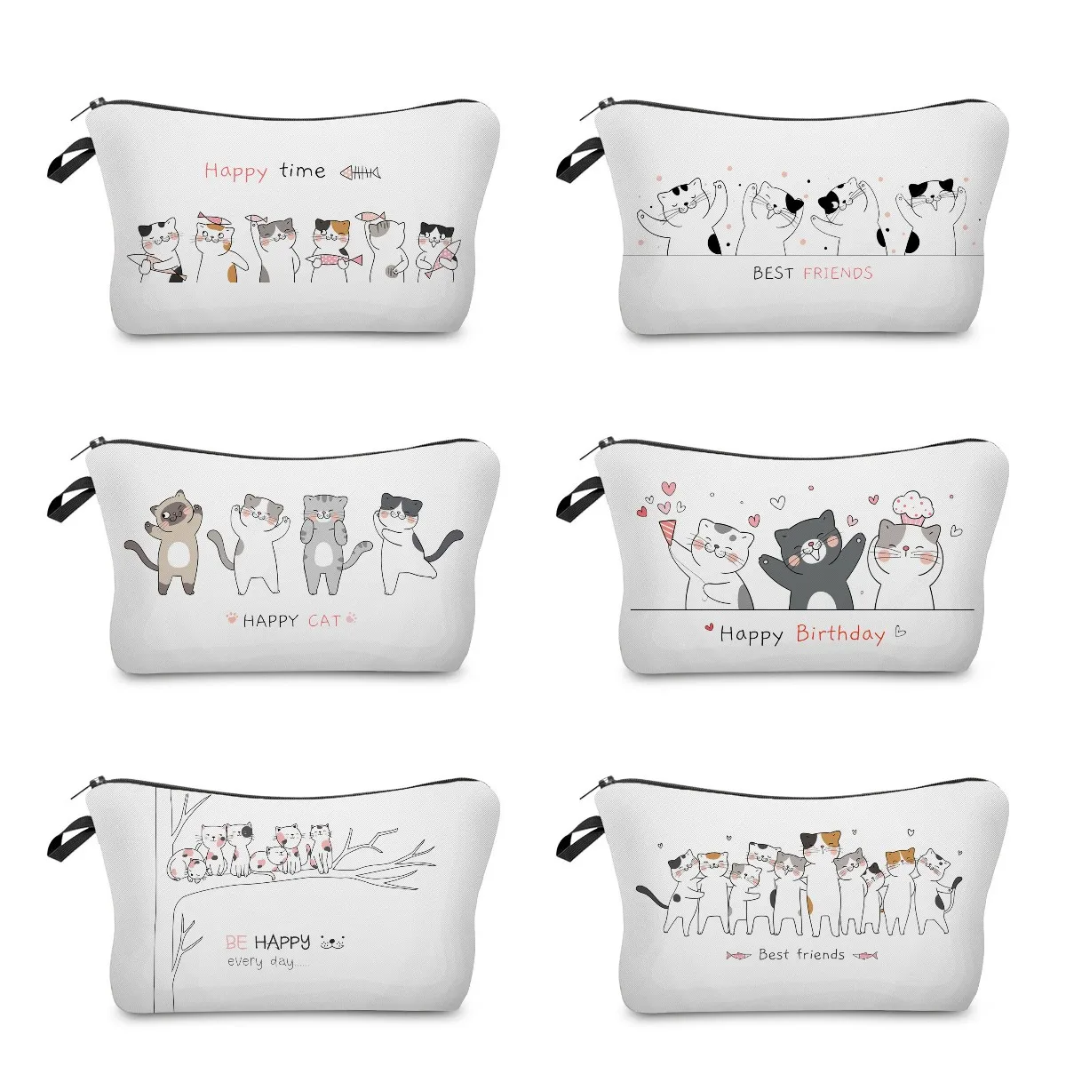 

Funny Cat Print Ladies' Makeup Bag Friend's Birthday Gift Bag Perfect Gift For Cat Lovers Small Makeup Bag For Beach Travel