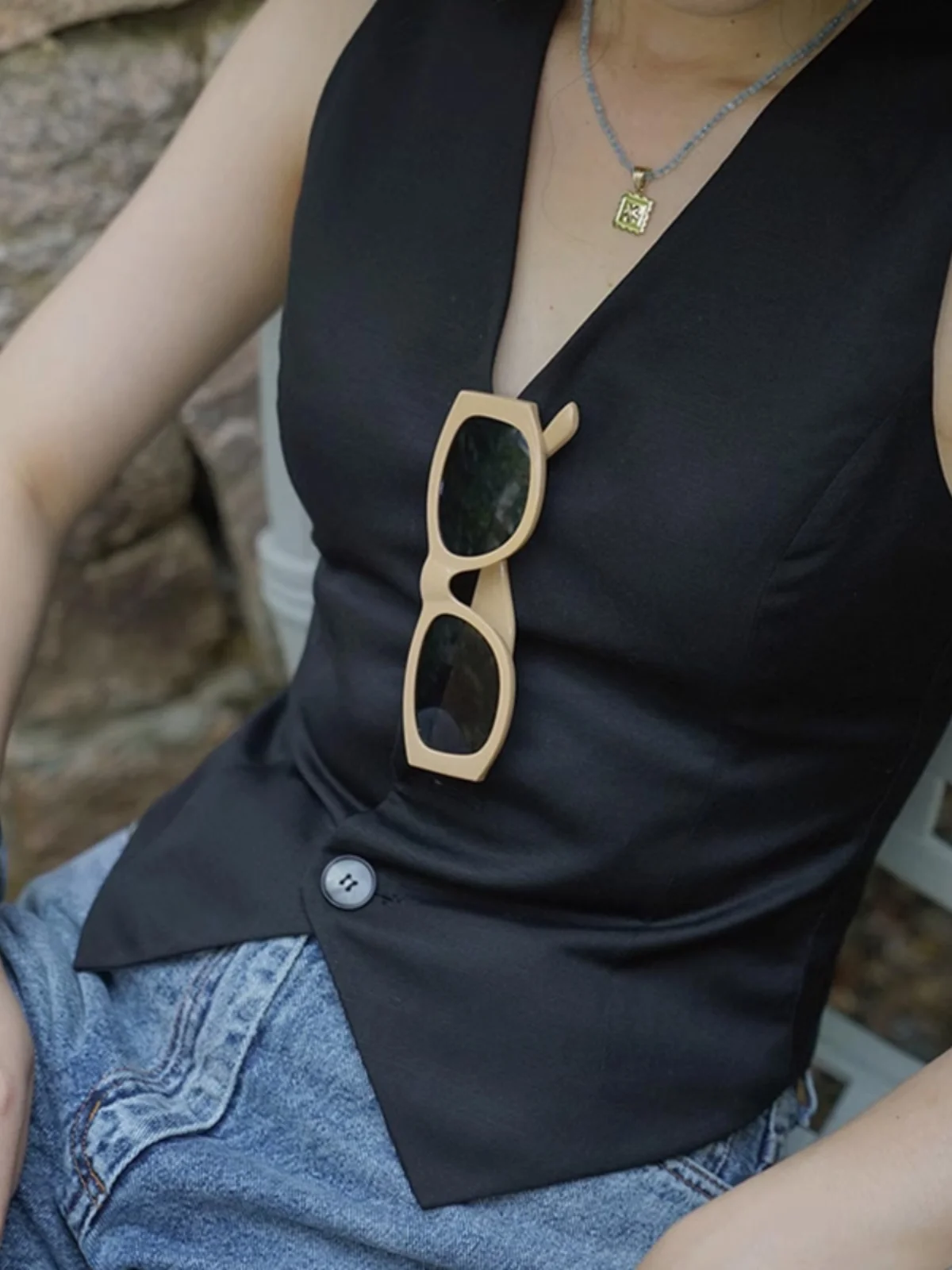 Single Wear Suit Vest Women's Outerwear High End Summer Thin Style Small Fragrance Wind Sleeveless Shoulder Slashed Top