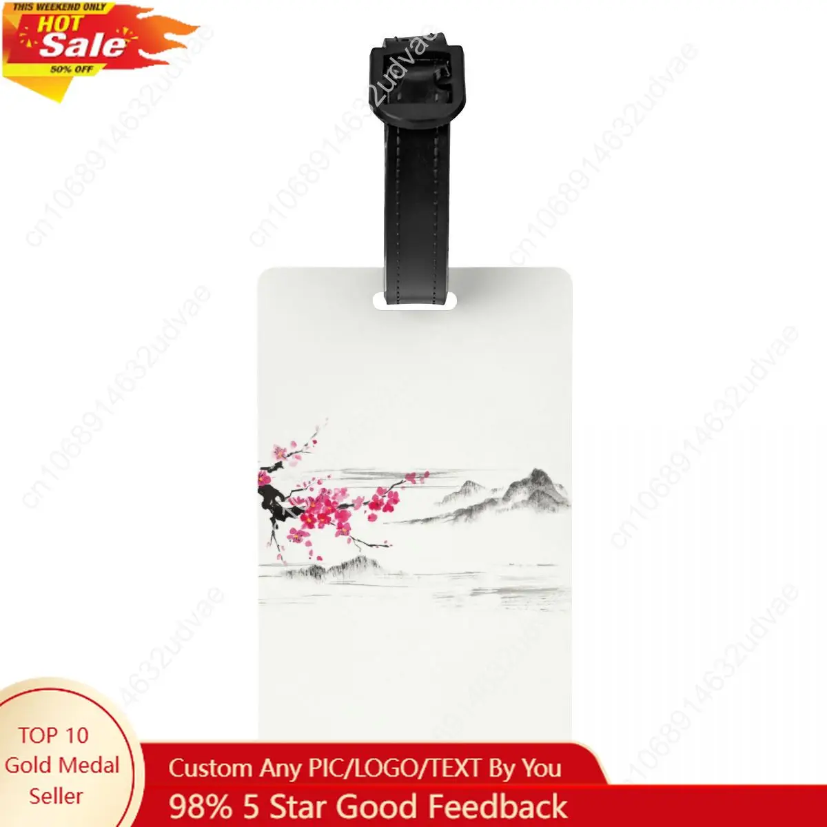 

Custom Sakura Tree Cherry Blossom Luggage Tag Japanese Flower Suitcase Baggage Privacy Cover ID Label
