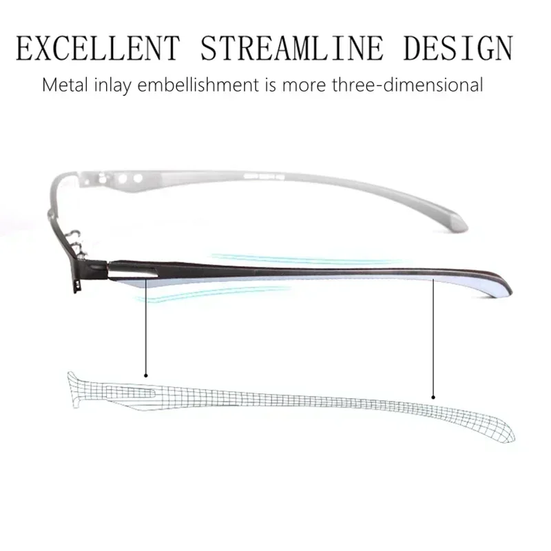 Progressive Multifokale Photochrome Lesebrille Anti-blau Licht Weit Anblick Gläser Männer Halb Rahmen Business Presbyopie Brille – Detail 15