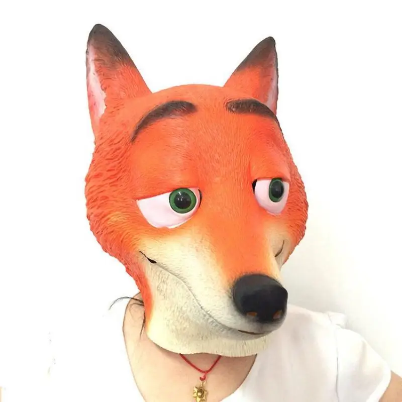 Máscara de Zootopia Nick de Disney, tocado, bonito juguete de dibujos animados, máscara de látex divertida, accesorios de transmisión en vivo, disfraz de juego de rol de Halloween