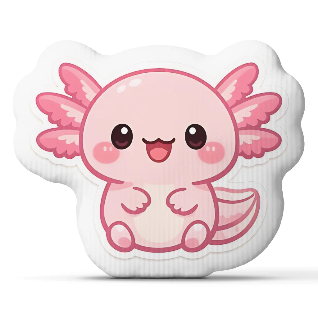 Cute Kawaii Pink Axolotl Shaped Throw Pillow Stuffed Cartoon Salamander Cushion for Bedroom Sofa Home Decor Gift Accent