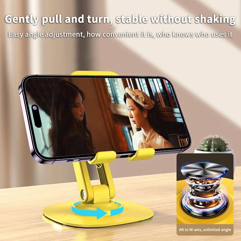 360 Rotation Metal Base Foldable Desktop Phone Holder Desk Lazy Tablet Stand Support Mount For IPhone IPad Xiaomi Tab Samsung