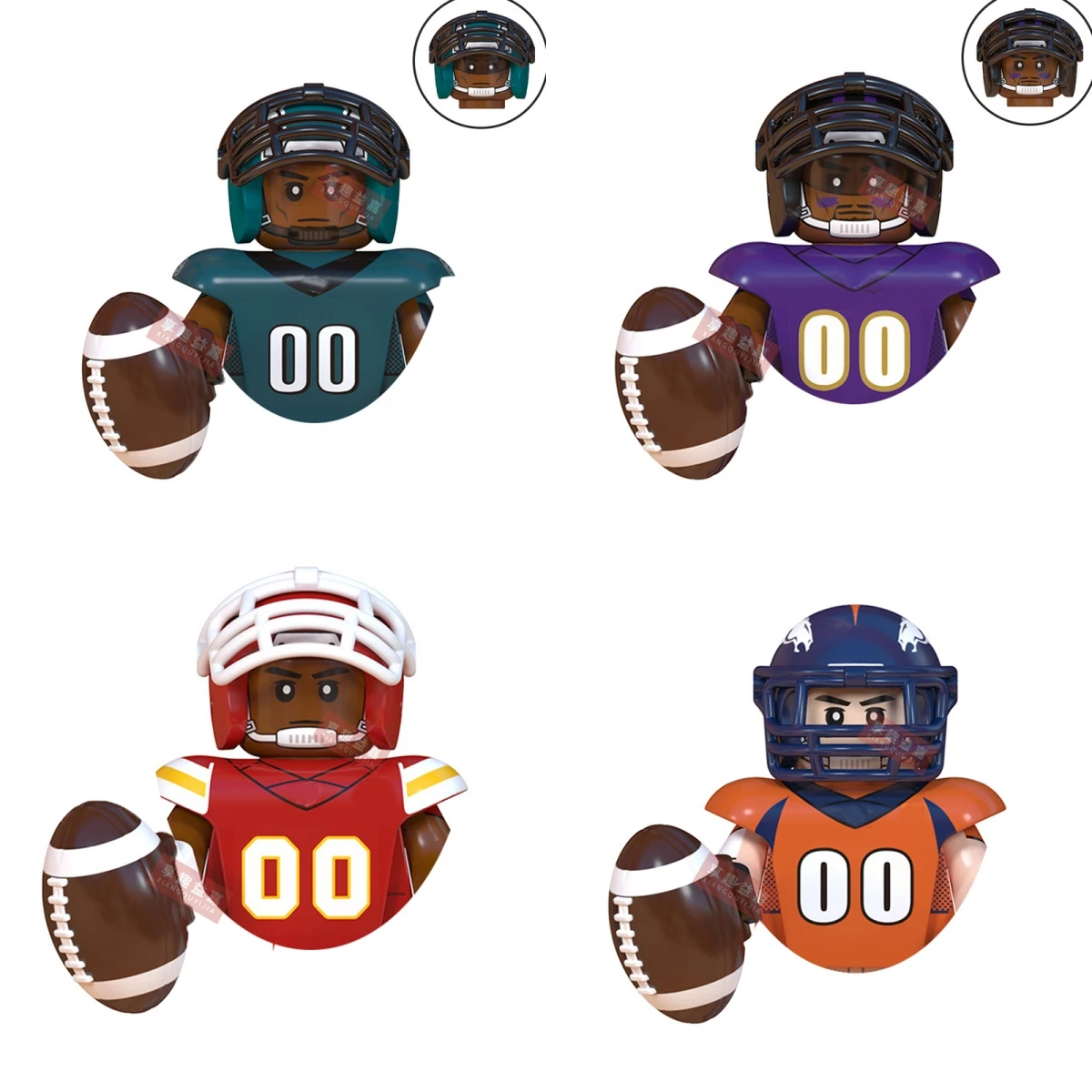 Modell-Bausteine für American Football Stars, Sport-Rugby-Spieler, Helm, Trophäe, Mini-Actionfiguren, Spielzeug für Geburtstagsgeschenke, Kinder