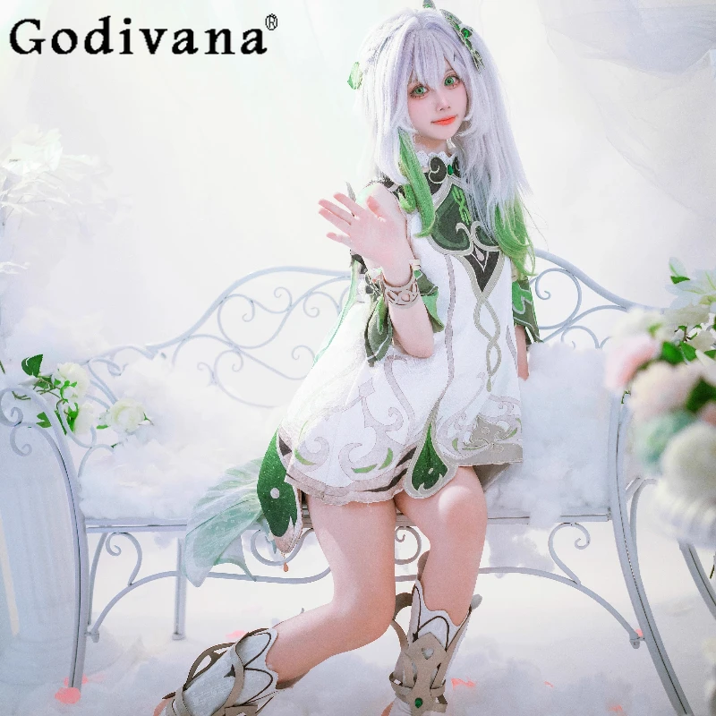 

Genshin Impact Genshin Cosplay Dress for Girls Nahida Maid Cosplay Costume Dress Women Lesser Lord Kusanali Wig Cute Style Dress