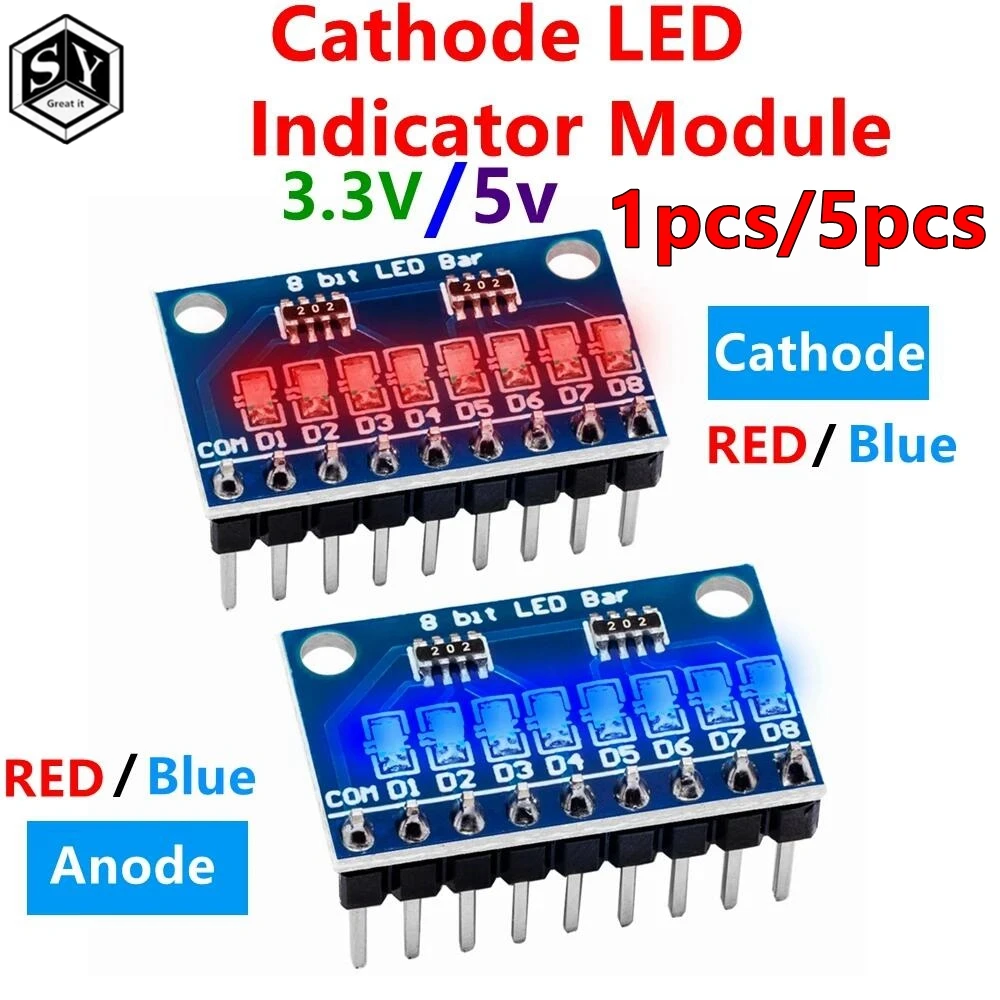 3-24V 8 Bit Blue/Red Common anode/cathode LED indicator Module Breadboard starter kit Board for MCU ARM 3d printer UNO MEGA2560