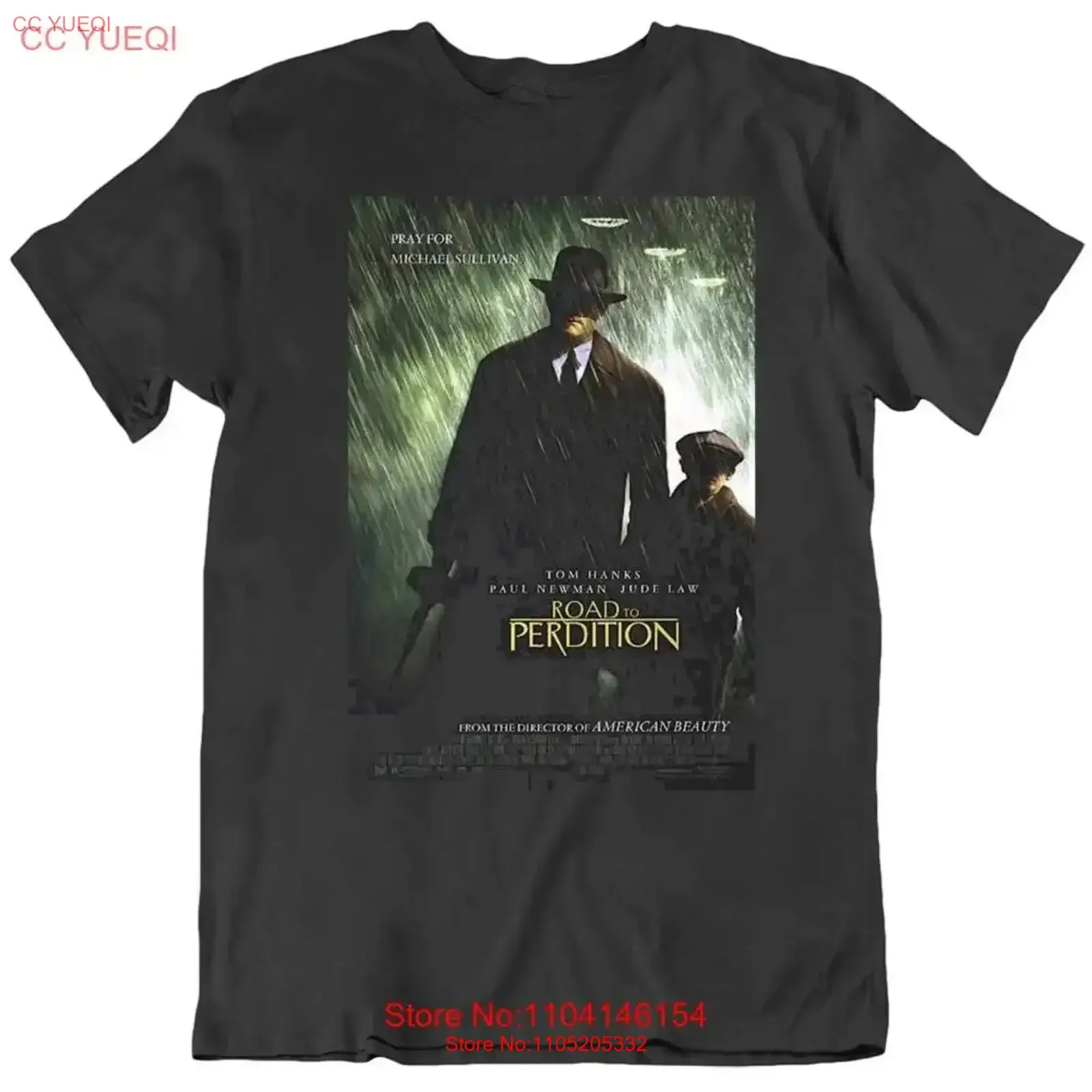 تي شيرت Road To Perdition ملصق الفيلم Fan تي شيرت عتيق مغسول متعدد الاستخدامات ورسومات ناعمة ومريحة ملابس مصممة للجنسين #1