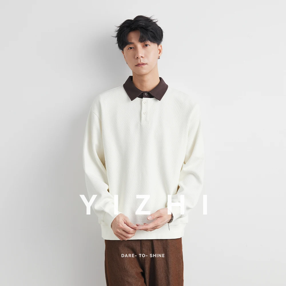 

2024, весенне-осенние толстовки с воротником поло для мужчин, модные умные повседневные хлопковые мужские толстовки с капюшоном, пуловеры высокого качества, топы