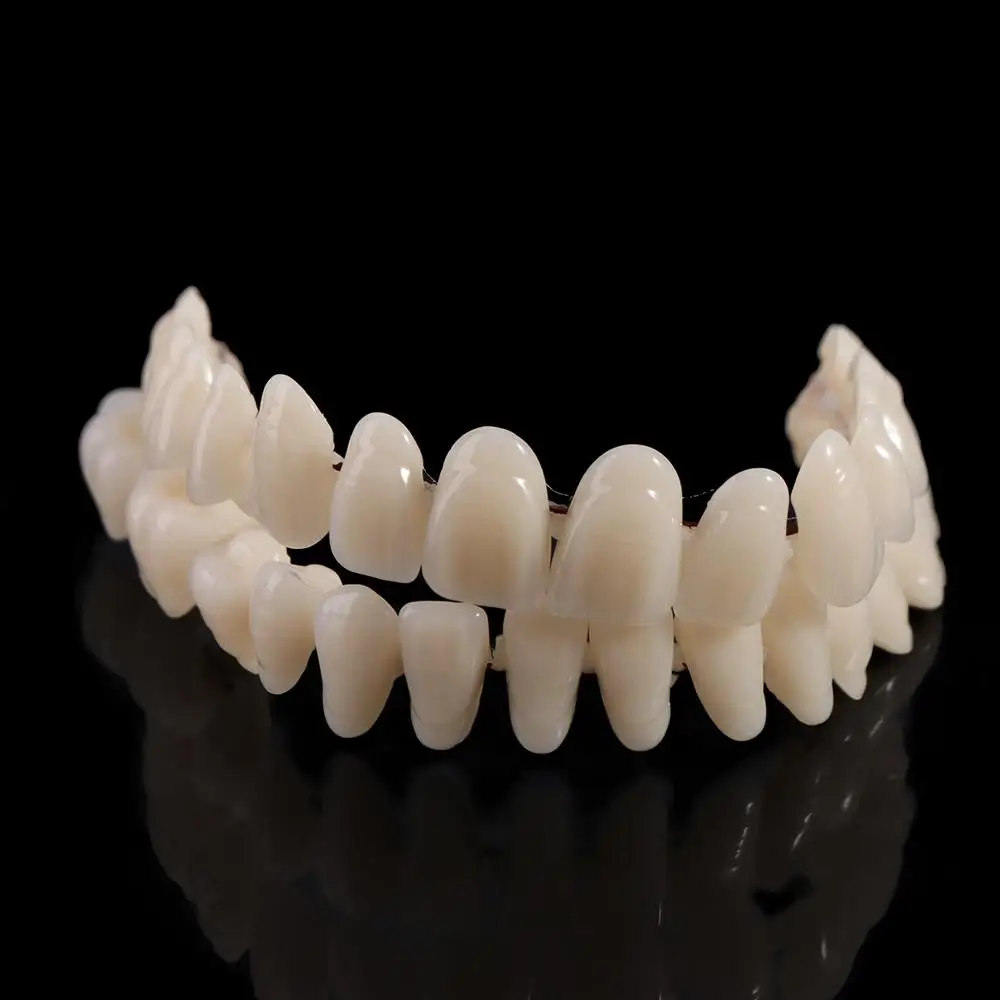 28 Pcs Resin Denture False Teeth Make Your Own Improve Smile Dental Teeth Teaching Model Firm Top and Bottom Fake Teeth