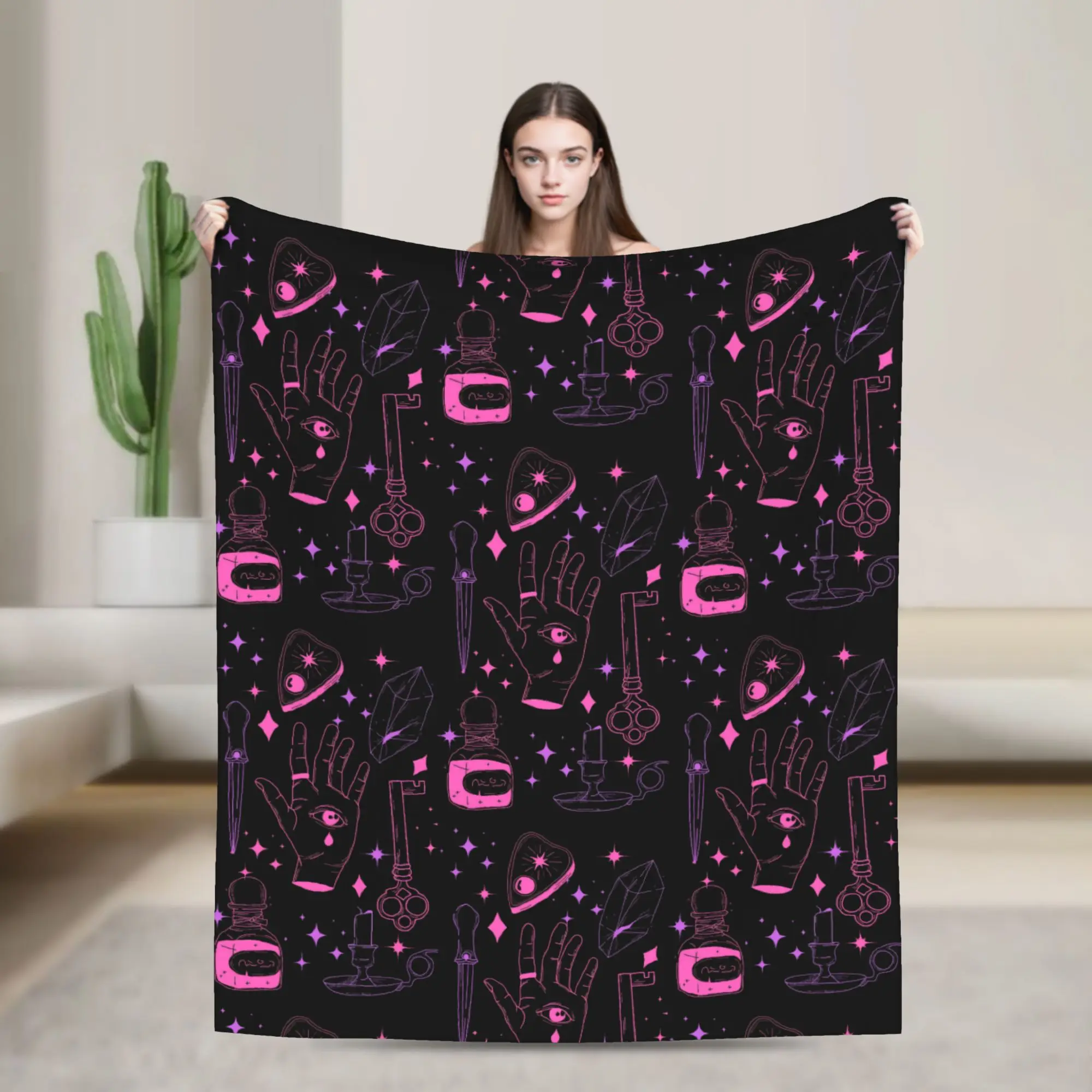 Halloween Gothic Blankets Victorian Goth Flannel Throw Blankets Bed Sofa Portable Ultra-Soft Warm Bedspread