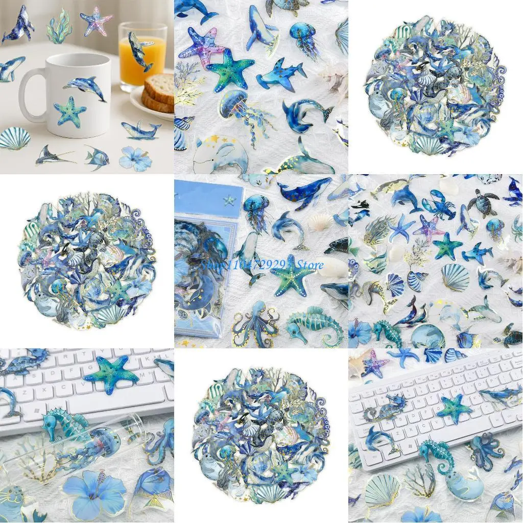 

Y2GD 50Pcs Underwater Theme PET Sticker For Notebook Journal Phone Case Gift Wrapping