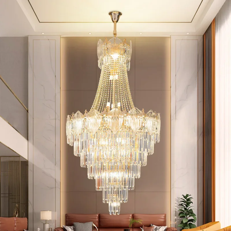 Duplex building chandelier villa empty living room chandelier modern light  high-end building middle floor high crystal la