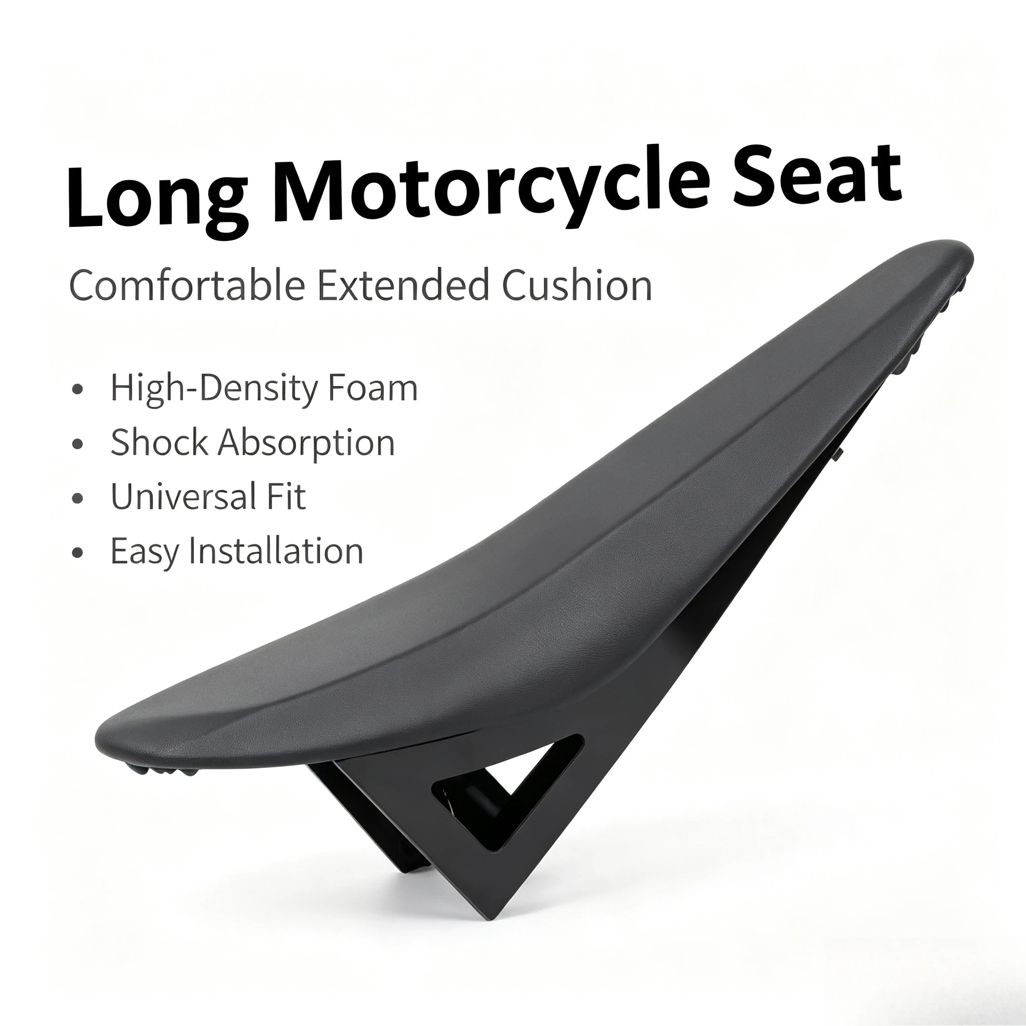 For Comfortable Extended Long Motorcycle Seat Cushion High-Density Foam Shock Absorption Universal Fit for Most Motorbike Models