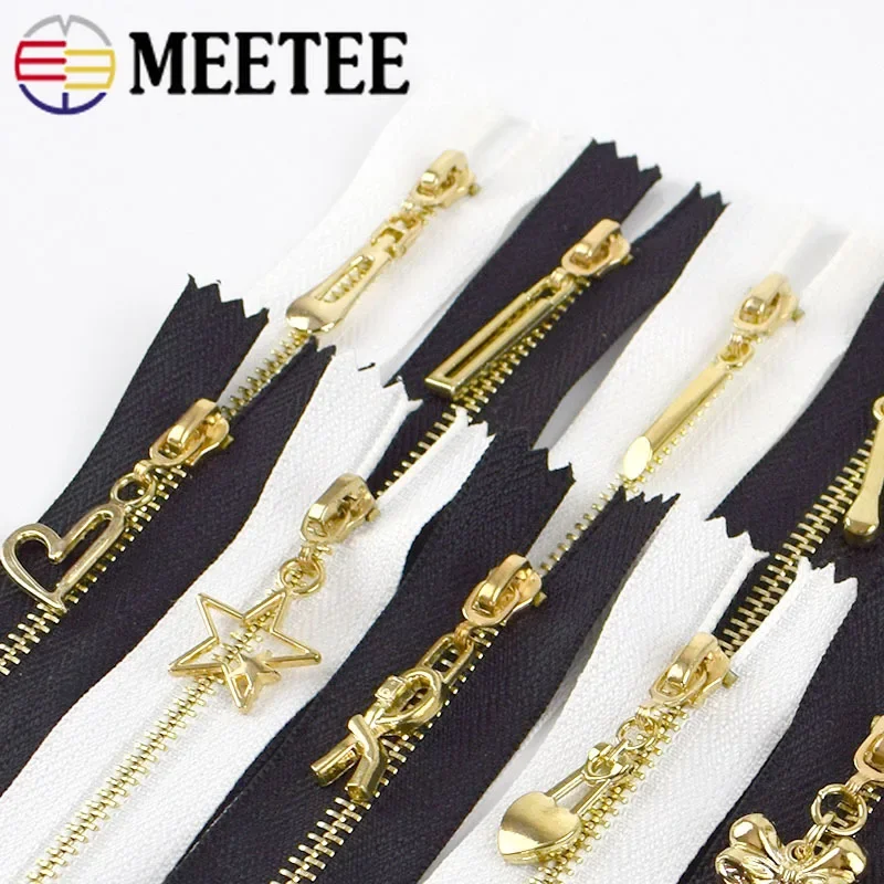 10/20 pz Meetee 15-30cm 3 # cerniera in metallo Close-End Auto Lock Zip Puller Head Decor borsa fai da te borsa indumento cucito accessorio su misura