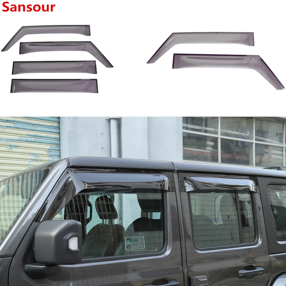 

Sansour Car Window Visors for Jeep Wrangler JL 2018 Car Windows Sunvisor Cover Rain Sun Visor Shield Cover Guard Car Accessories