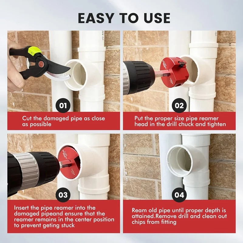 Imagem -03 - Pvc Pipe Reamer Kit para Broca Padrão Pvc Fitting Saver Pvc Soquete Ferramenta Durável Pcs 2