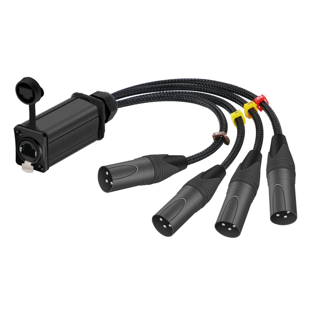 1 st 4 Kanaals 3Pin XLR Snake Multi Netwerk Ontvanger naar STP Cat5/6 Ethercon Kabel Extender voor Podiumverlichting Opname Studio
