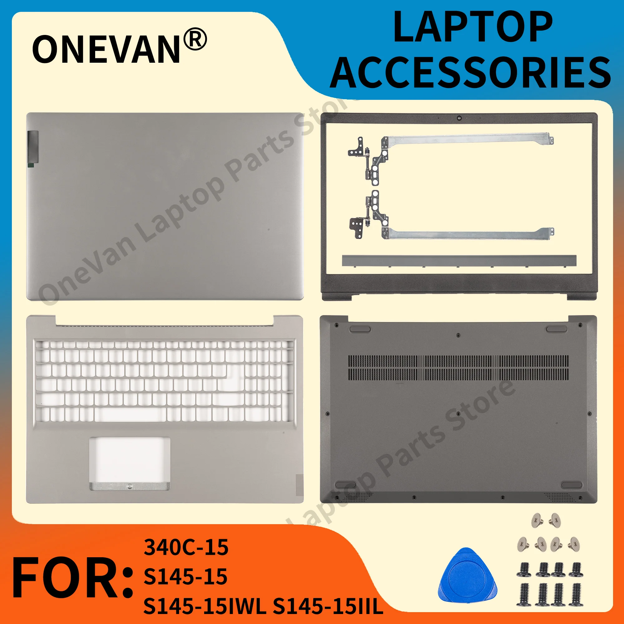 Laptop Housing Case For Lenovo Ideapad S145-15 S145-15IWL S145-15IIL 340C-15 LCD Back Cover Bezel Palmrest Bottom Hinge Cover