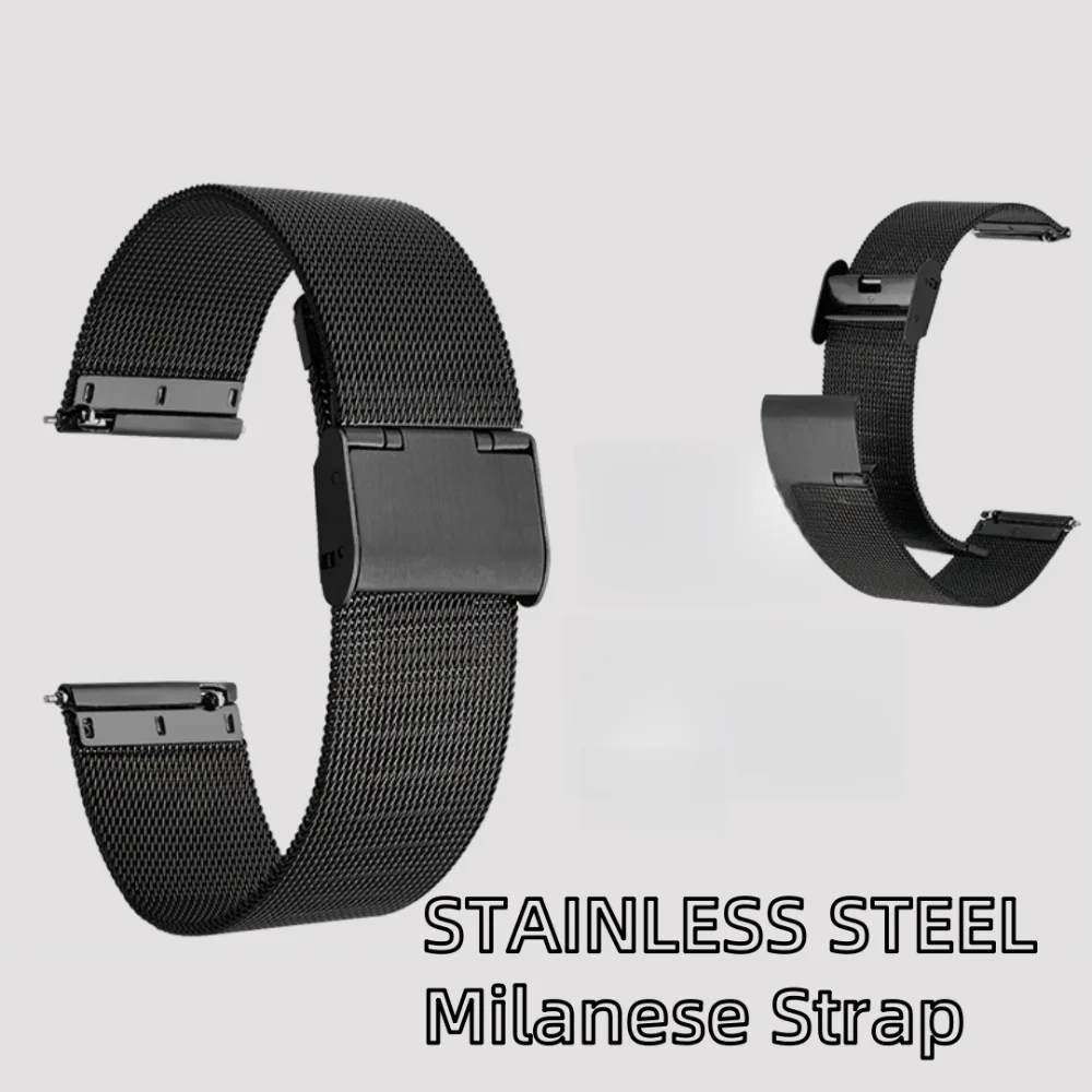 Black Milanese Watchband 304 Stainless Steel 12/14/16/18/20/22/24mm Replacement Watch Band Quick Release Watch Strap