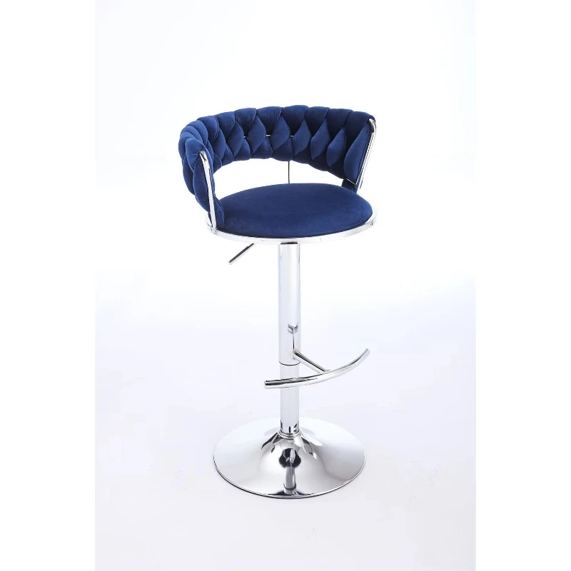 

Adjustable velvet bar stool with pedals and simple swivel and lift