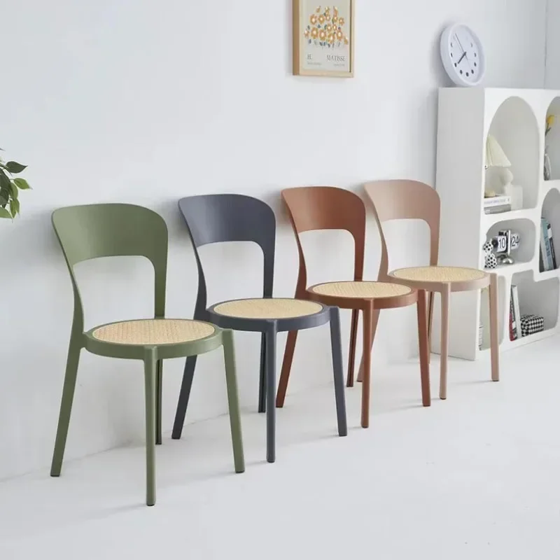 Kunststoff Haus Esszimmer Stuhl Rattan Restaurant Moderne Einfache Mode Kreative Rückenlehne Hocker Nordic Stuhl