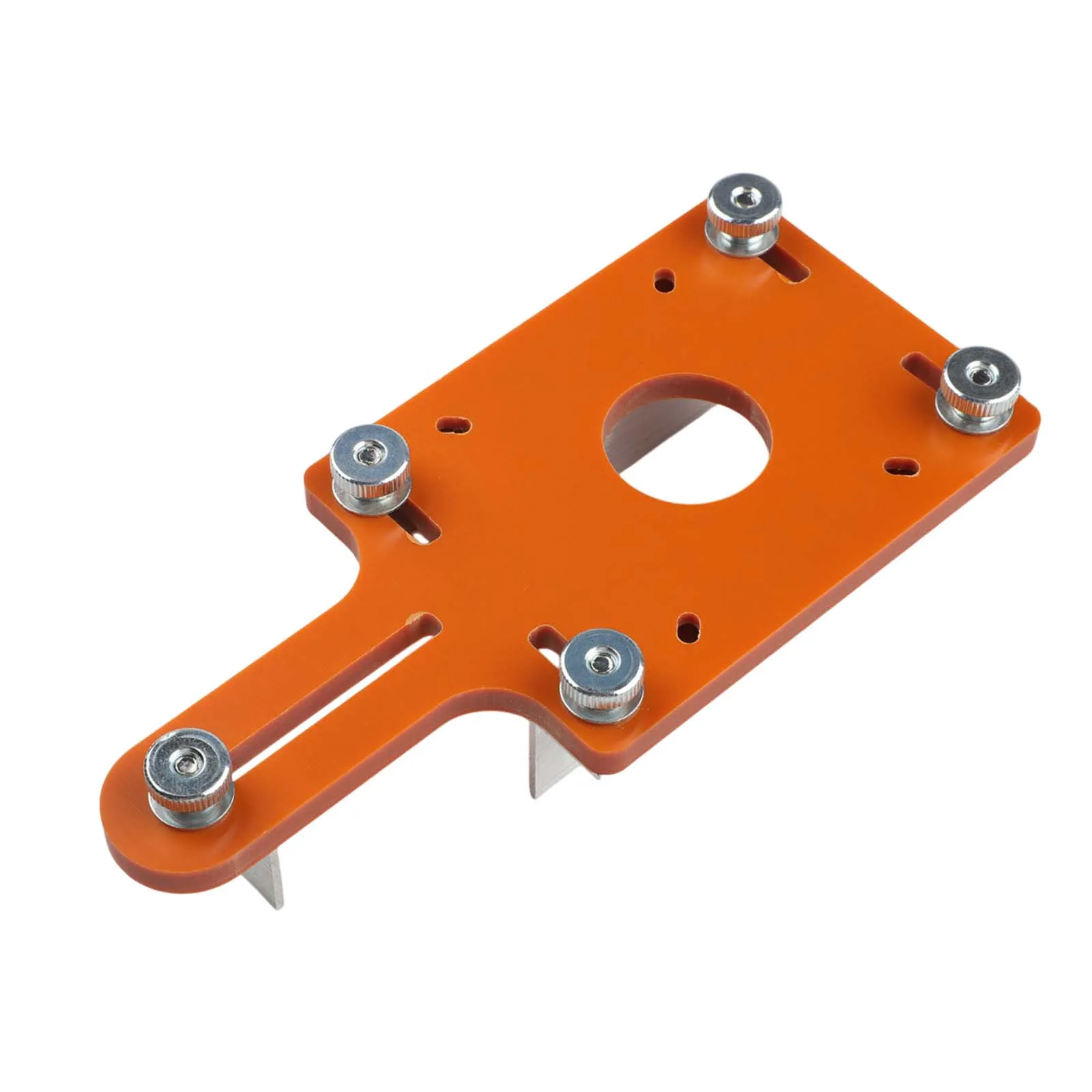 

Lightweight Metal Wood Router Slotting Locator Tool with Slotted Base Fastening Bracket for Woodworking and Plastic Board Use