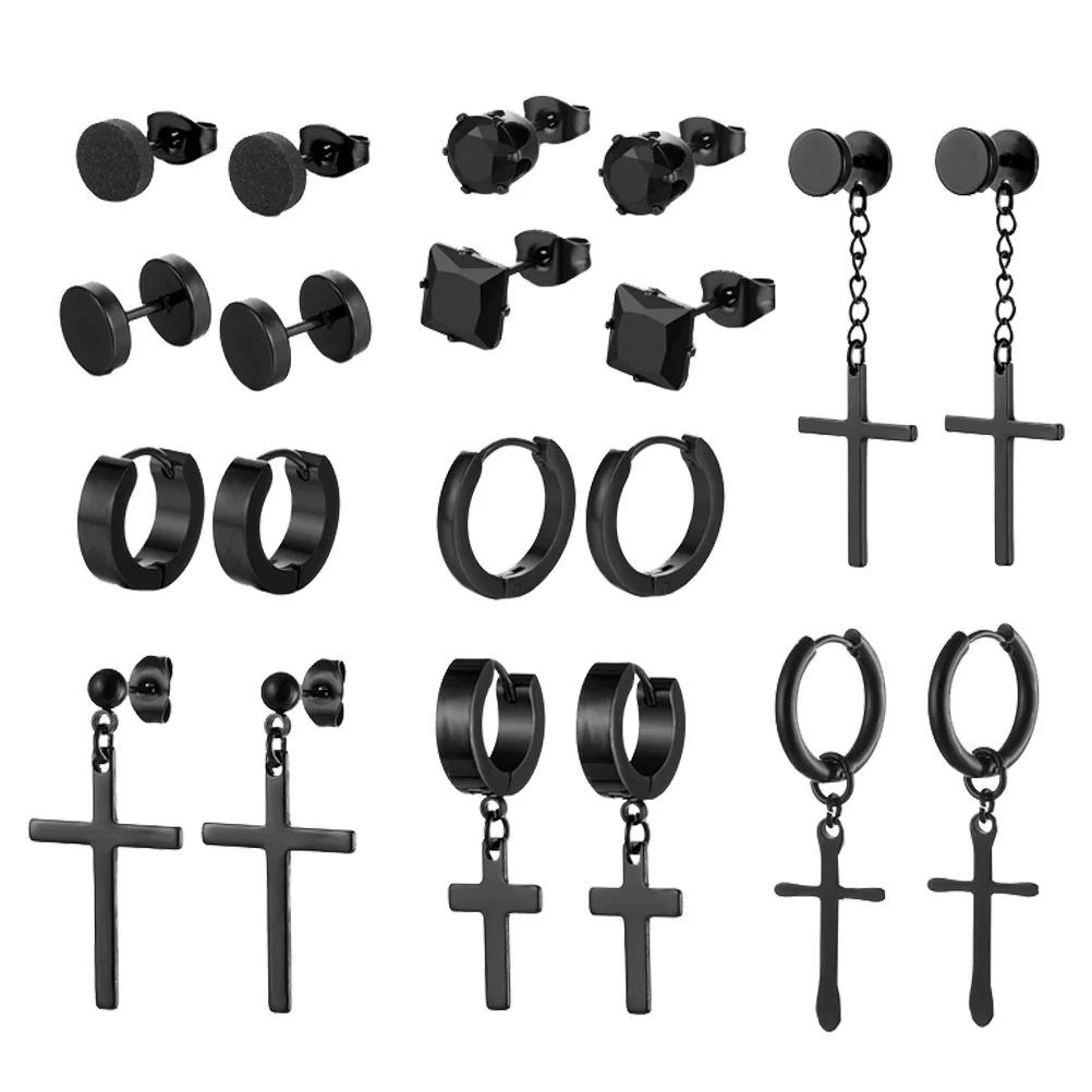 

10Pairs Creative Ear Pendant Stainless Earrings Male Jewelry Stylish Ear Hooks Fashion Accessories Birthday Gift