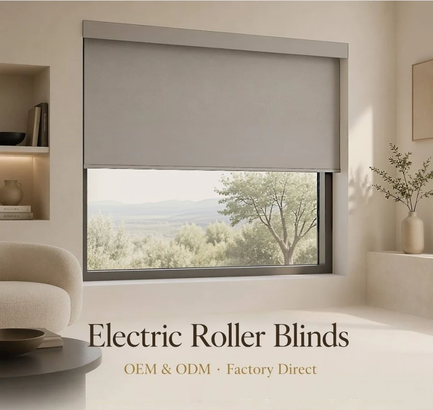 High Quality Full Blackout Black And Dark Grey Color Fbric Cover Pull Down Cordless Control Roller Blinds For Home
