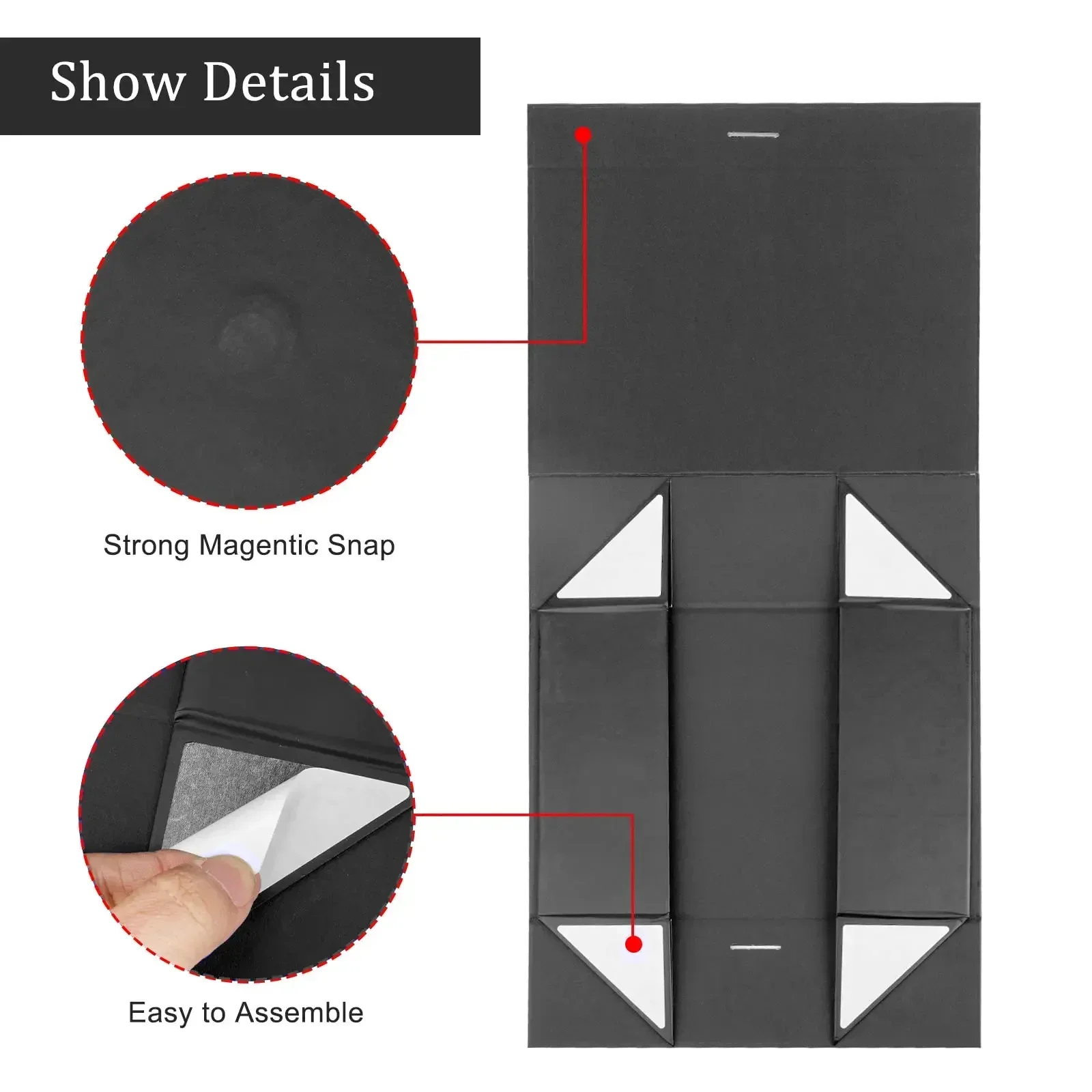 2PCS Magnetic Flip Gift Box Folding Box Black for Birthday Holiday Gifting Party Supplies Cardboard Box